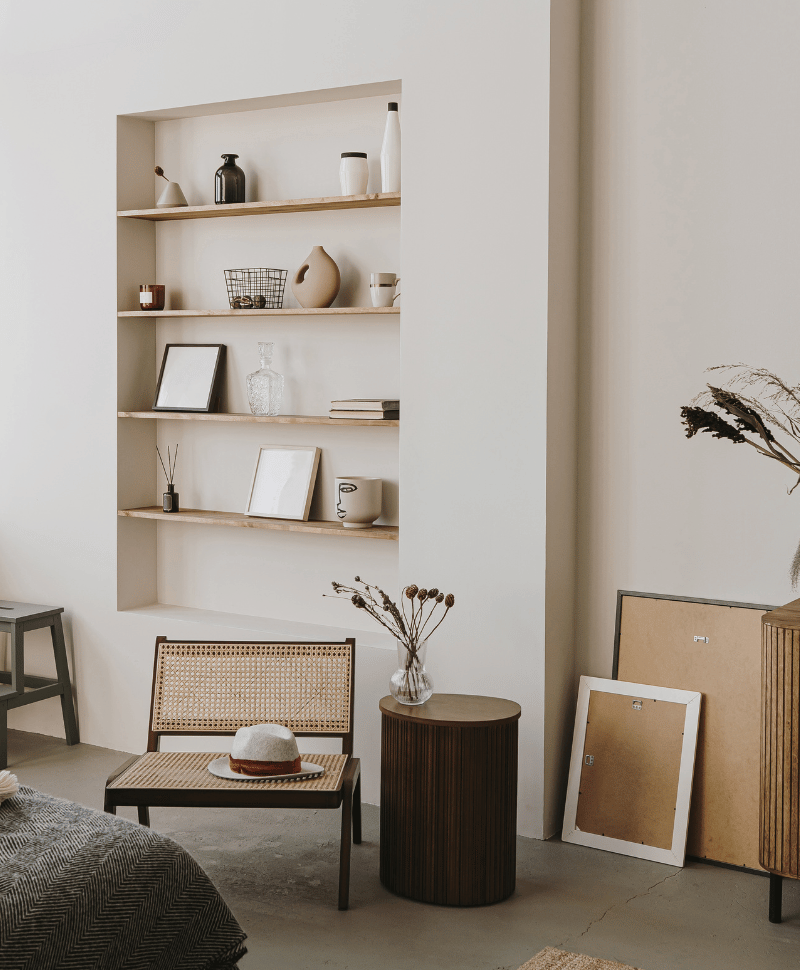 Bristles of bristol painter wooden shelves